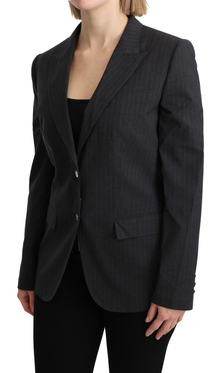 Dolce & Gabbana - Dolce & Gabbana Elegant Gray Striped Cotton Blazer - KOS1795 - 44 - Ask Me Wear