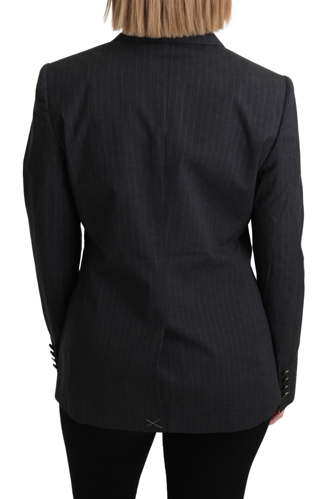 Dolce & Gabbana - Dolce & Gabbana Elegant Gray Striped Cotton Blazer - KOS1795 - 44 - Ask Me Wear