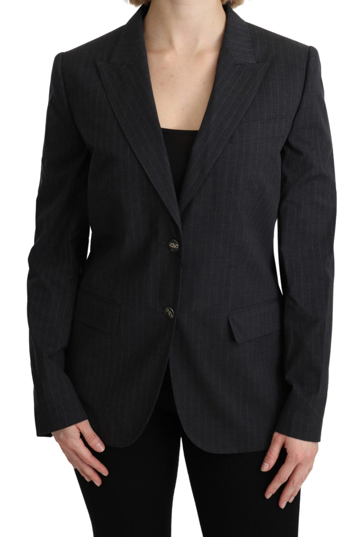 Dolce & Gabbana - Dolce & Gabbana Elegant Gray Striped Cotton Blazer - KOS1795 - 44 - Ask Me Wear