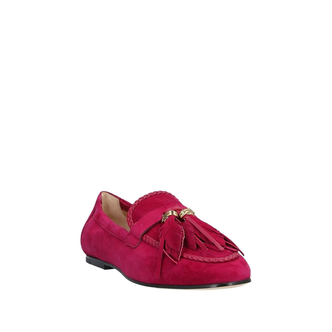 Tod's Tassel Design Suede Loafers in Fuschia