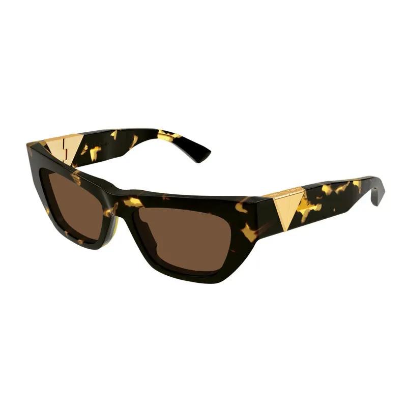 Bottega Veneta Sunglasses Cat Eye Full Rim, Havana Frame And Brown Lens