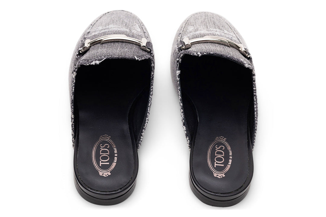 Tod's Denim Logo Mules in BLACK