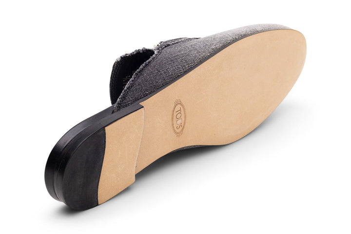Tod's Denim Logo Mules in BLACK