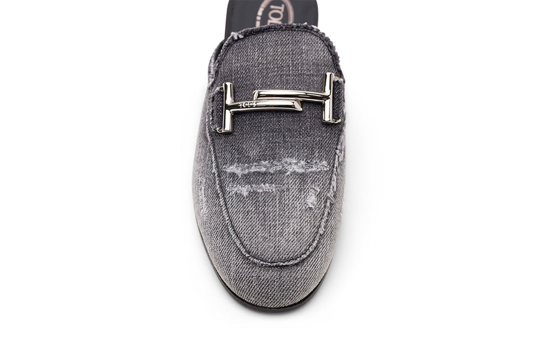 Tod's Denim Logo Mules in BLACK