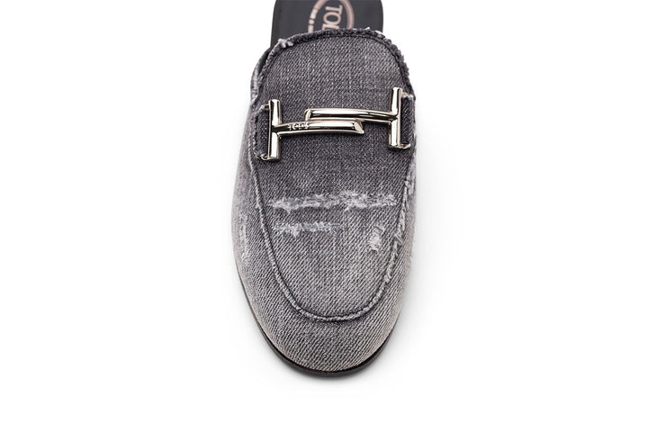 Tod's Denim Logo Mules in BLACK