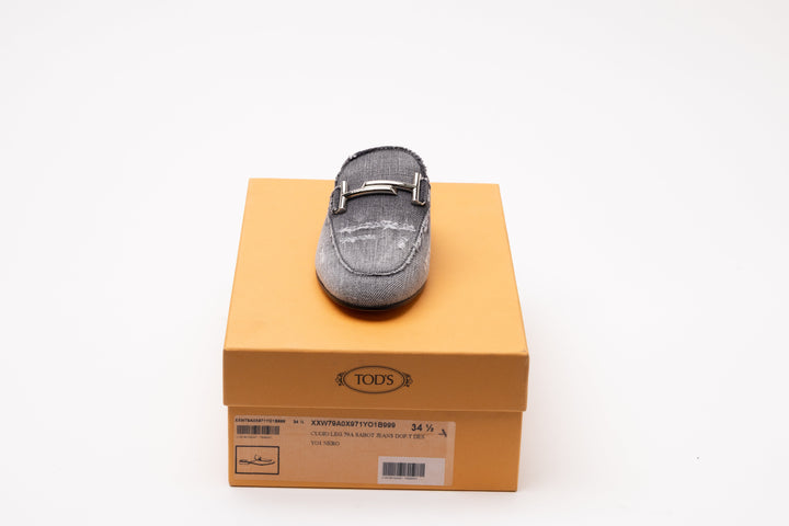 Tod's Denim Logo Mules in BLACK