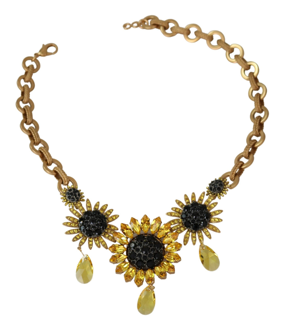 Dolce & Gabbana - Dolce & Gabbana Elegant Gold Floral Crystal Statement Necklace - SMY100325 - Ask Me Wear