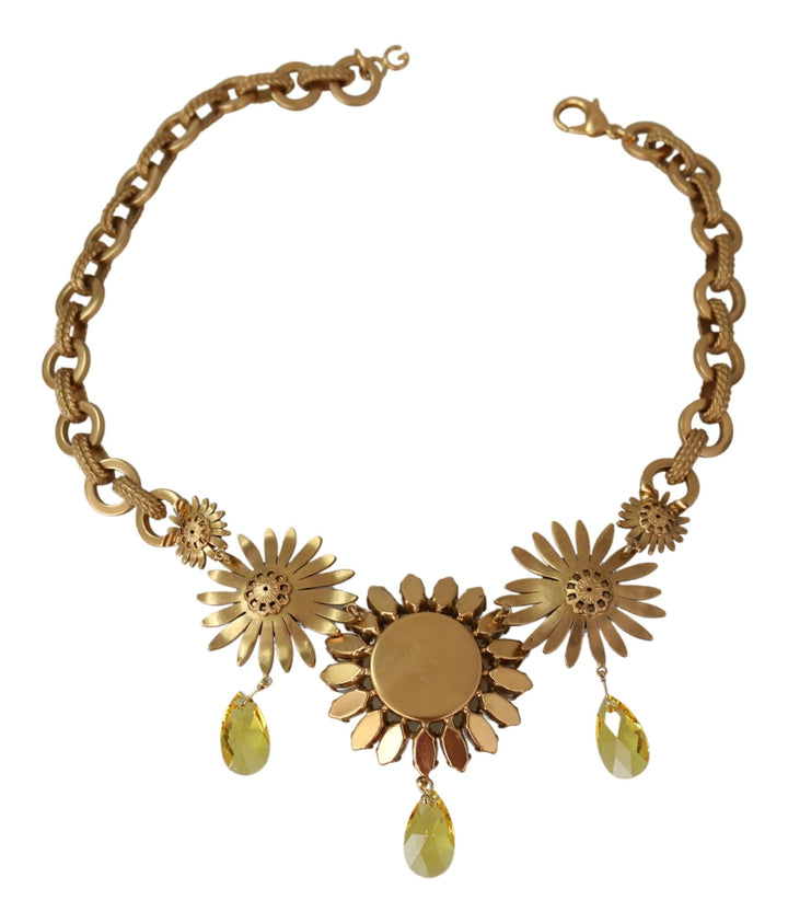 Dolce & Gabbana - Dolce & Gabbana Elegant Gold Floral Crystal Statement Necklace - SMY100325 - Ask Me Wear