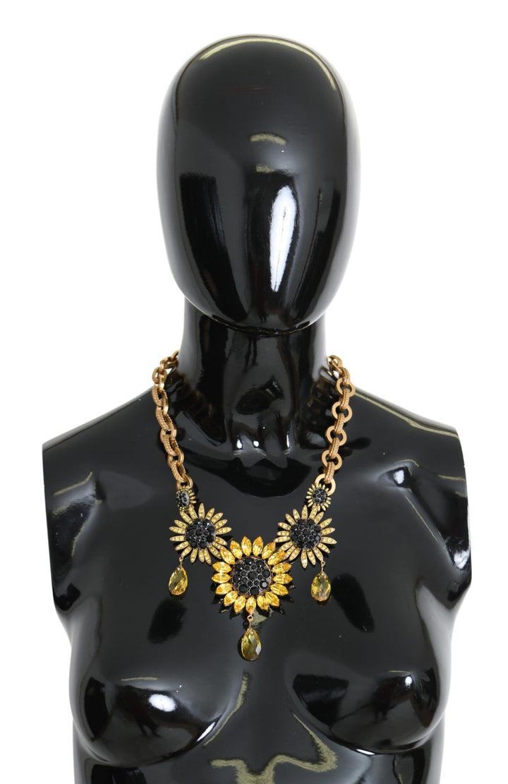 Dolce & Gabbana - Dolce & Gabbana Elegant Gold Floral Crystal Statement Necklace - SMY100325 - Ask Me Wear