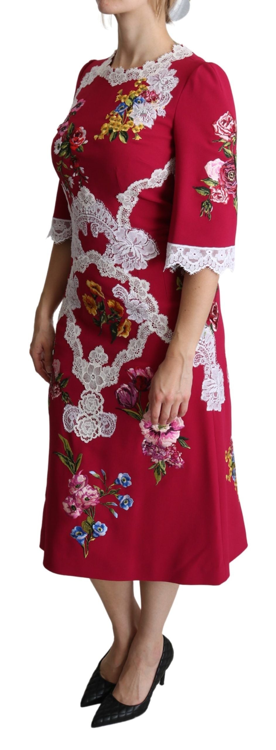 Dolce & Gabbana Floral Embroidered Sheath Midi Dress