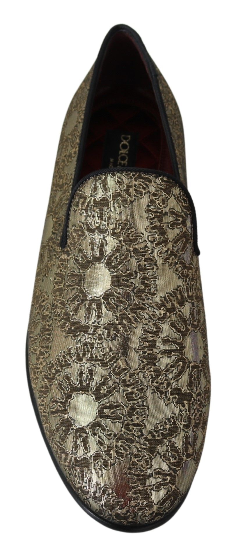 Dolce &amp; Gabbana Sample Sale Dolce &amp; Gabbana Gold Jacquard Flats Mens Loafers Shoes - | Designer outlet