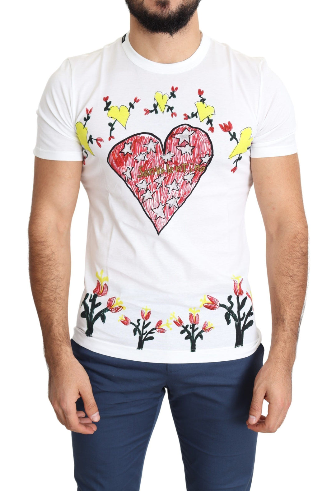 Dolce &amp; Gabbana Sample Sale Dolce &amp; Gabbana White Saint Valentine Print Cotton Men T-shirt - | Designer outlet