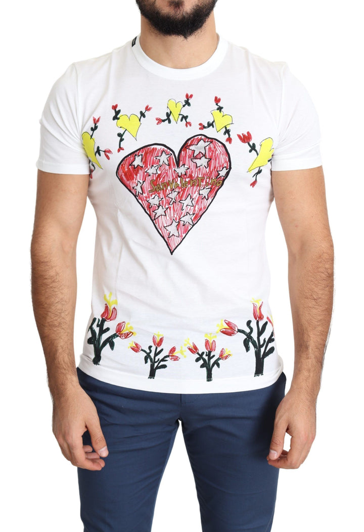 Dolce &amp; Gabbana Sample Sale Dolce &amp; Gabbana White Saint Valentine Print Cotton Men T-shirt - | Designer outlet