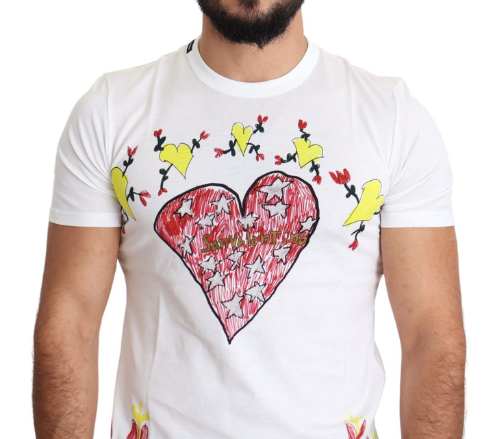 Dolce &amp; Gabbana Sample Sale Dolce &amp; Gabbana White Saint Valentine Print Cotton Men T-shirt - | Designer outlet