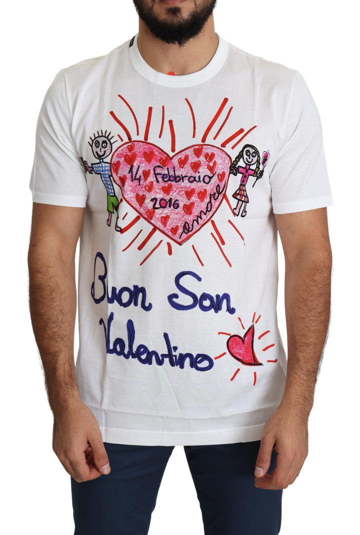 Dolce &amp; Gabbana Sample Sale Dolce &amp; Gabbana White Saint Valentine Hearts Print Men T-shirt - | Designer outlet
