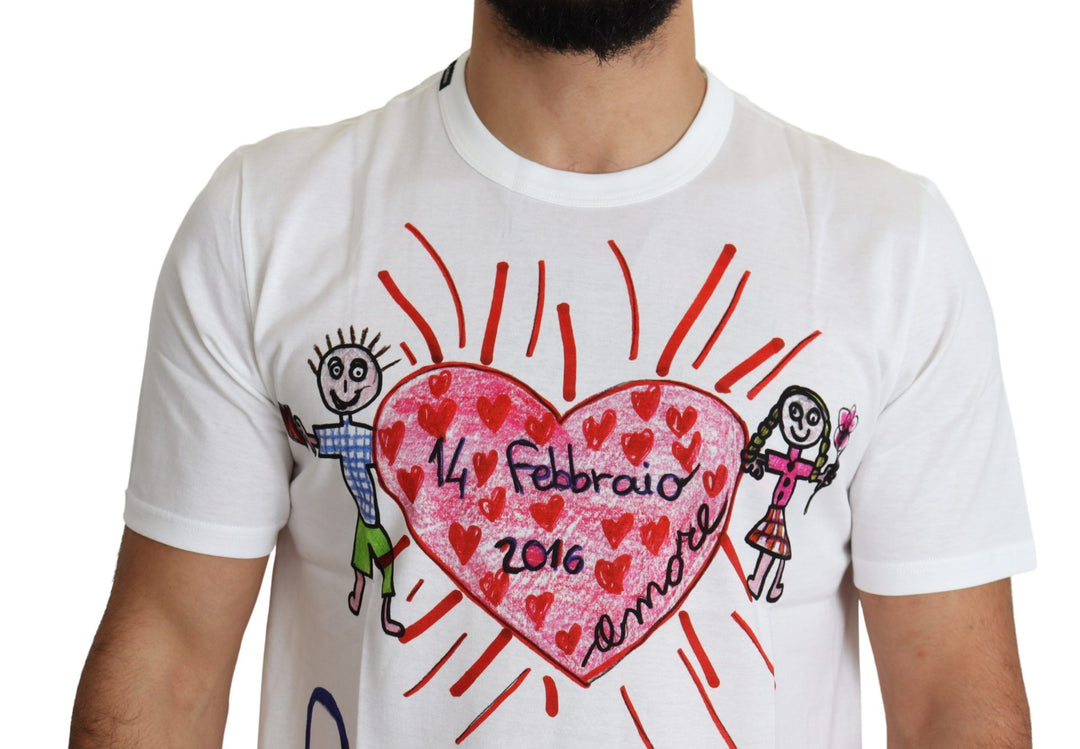 Dolce &amp; Gabbana Sample Sale Dolce &amp; Gabbana White Saint Valentine Hearts Print Men T-shirt - | Designer outlet