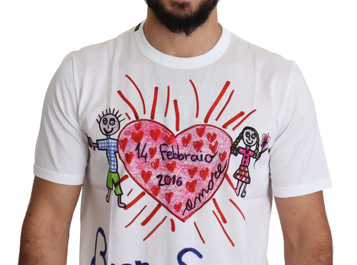 Dolce &amp; Gabbana Sample Sale Dolce &amp; Gabbana White Saint Valentine Hearts Print Men T-shirt - | Designer outlet