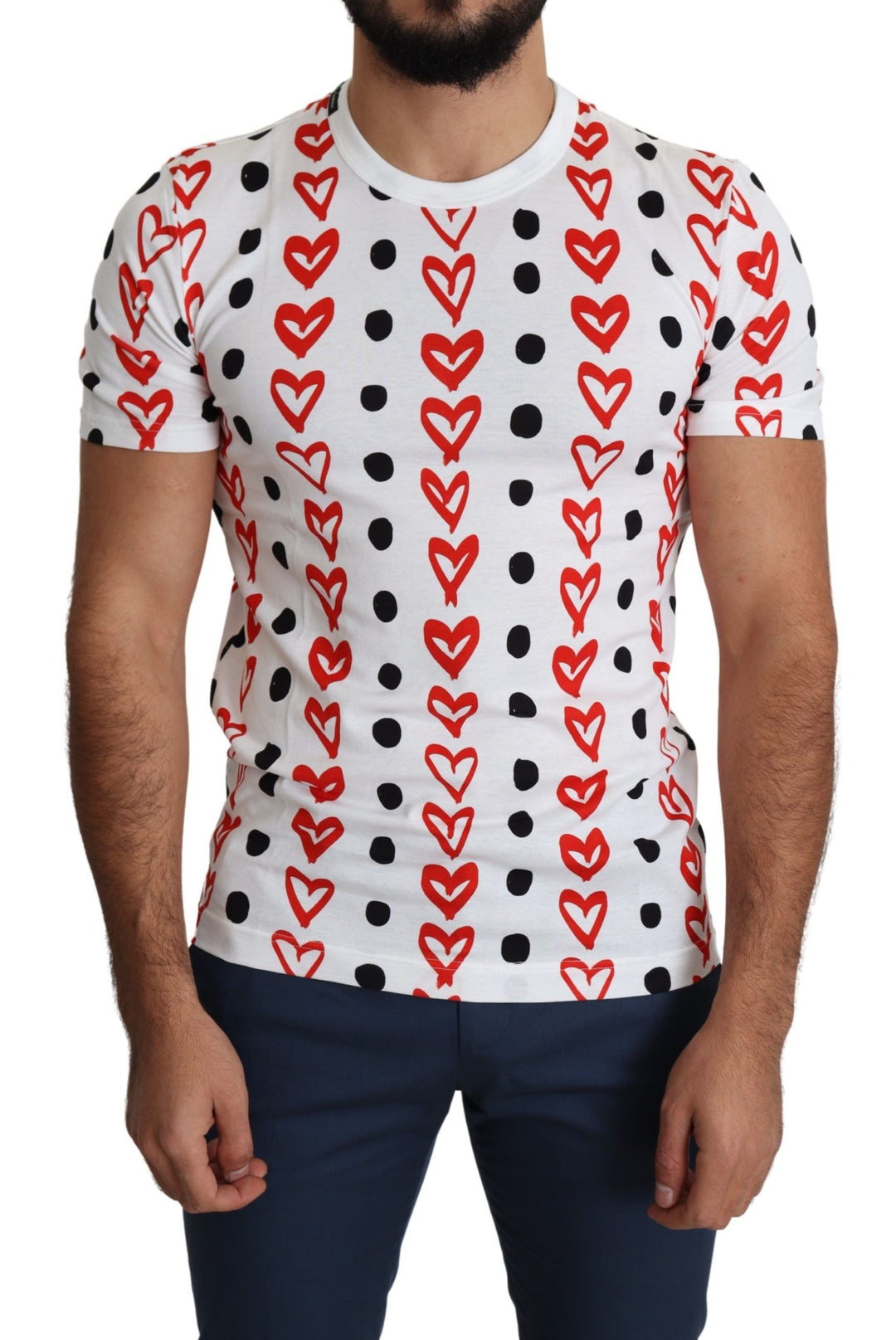 Dolce &amp; Gabbana Sample Sale Dolce &amp; Gabbana White Hearts Print Cotton Men Top T-shirt - | Designer outlet