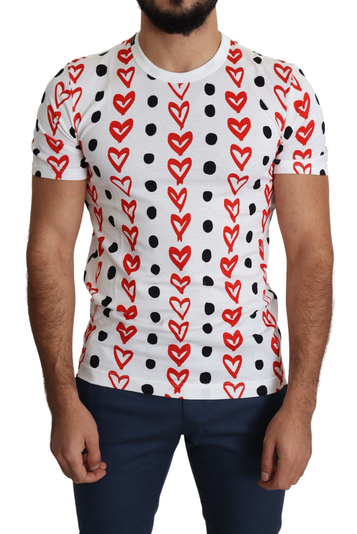 Dolce &amp; Gabbana Sample Sale Dolce &amp; Gabbana White Hearts Print Cotton Men Top T-shirt - | Designer outlet