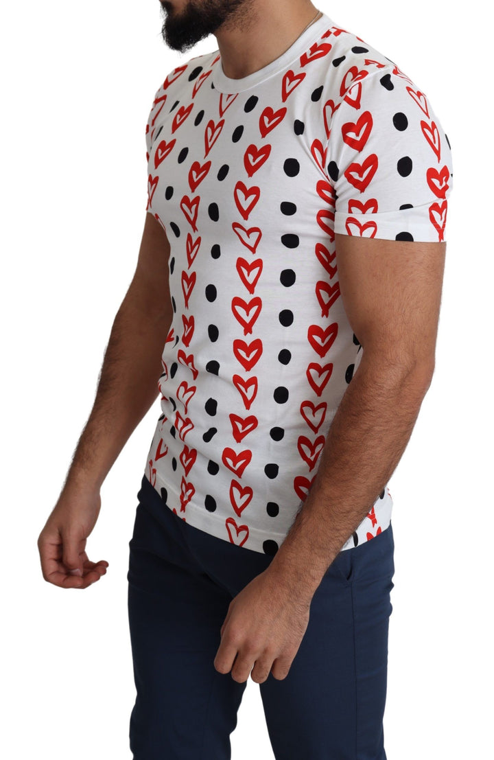 Dolce &amp; Gabbana Sample Sale Dolce &amp; Gabbana White Hearts Print Cotton Men Top T-shirt - | Designer outlet