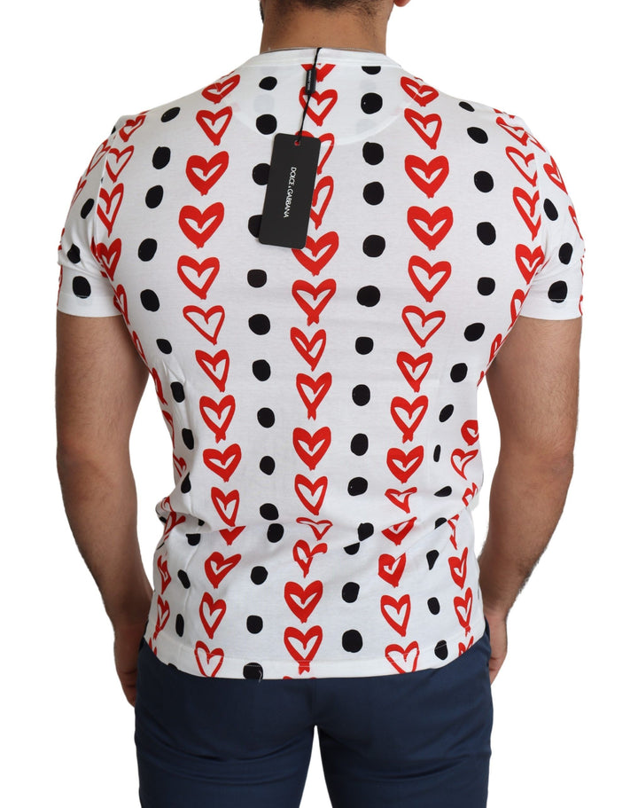 Dolce &amp; Gabbana Sample Sale Dolce &amp; Gabbana White Hearts Print Cotton Men Top T-shirt - | Designer outlet
