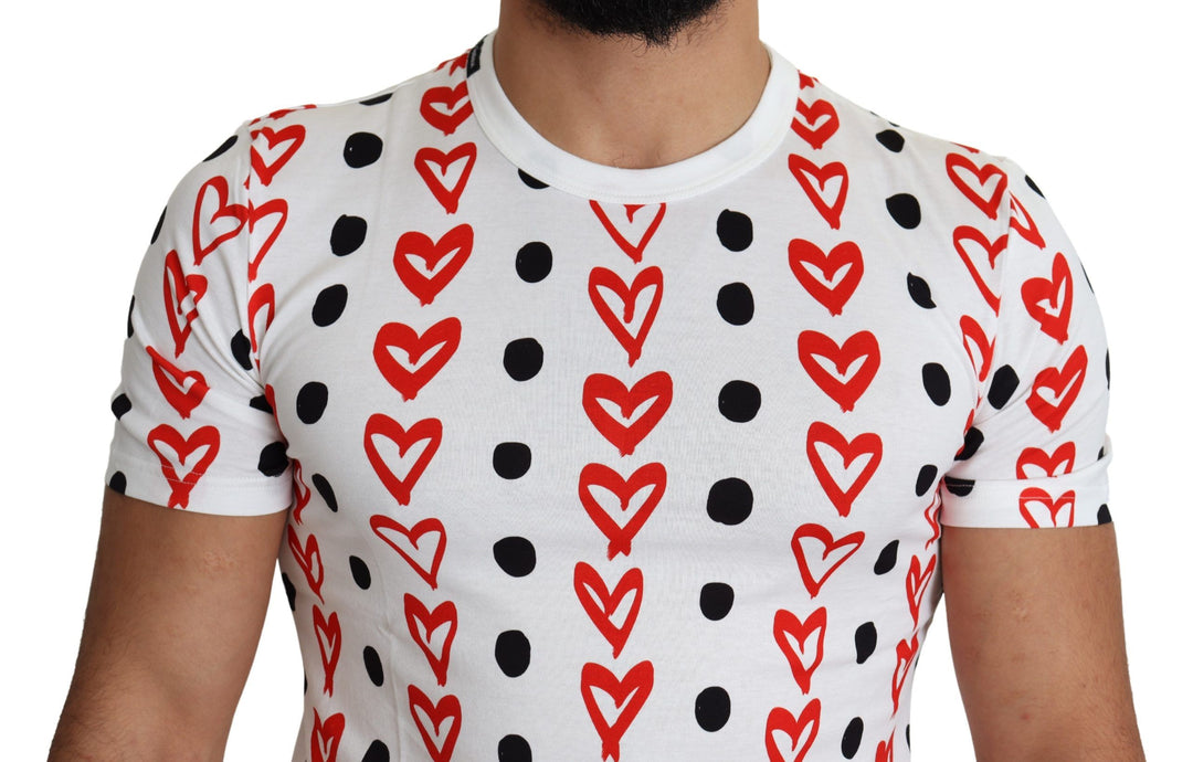 Dolce &amp; Gabbana Sample Sale Dolce &amp; Gabbana White Hearts Print Cotton Men Top T-shirt - | Designer outlet