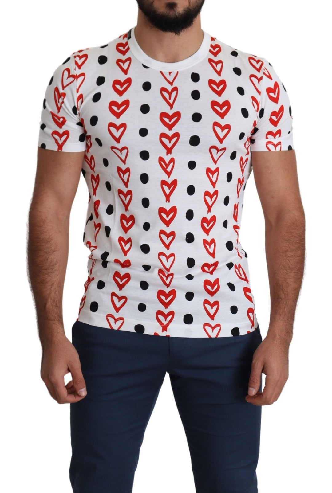 Dolce &amp; Gabbana Sample Sale Dolce &amp; Gabbana White Hearts Print Cotton Men Top T-shirt - | Designer outlet