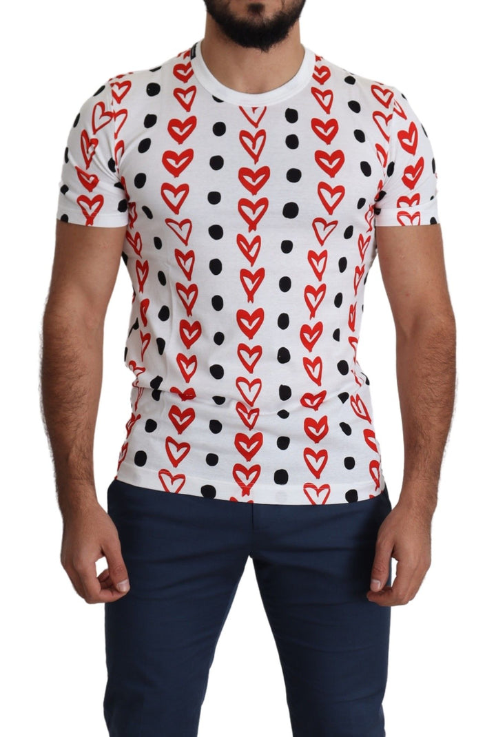 Dolce &amp; Gabbana Sample Sale Dolce &amp; Gabbana White Hearts Print Cotton Men Top T-shirt - | Designer outlet
