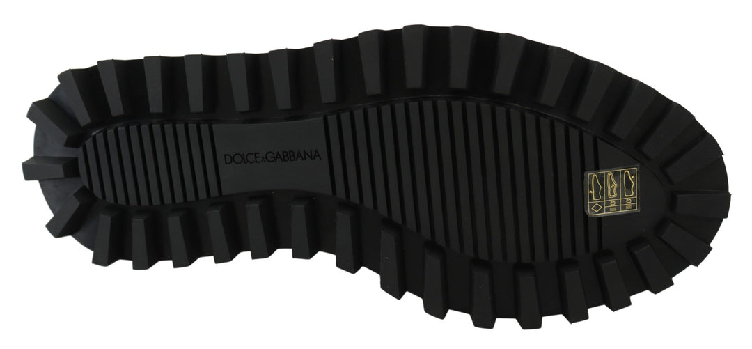 Dolce &amp; Gabbana Sample Sale Dolce &amp; Gabbana Black Rubberized Calfskin Chunky Derby Vulcano Shoes - | Designer outlet