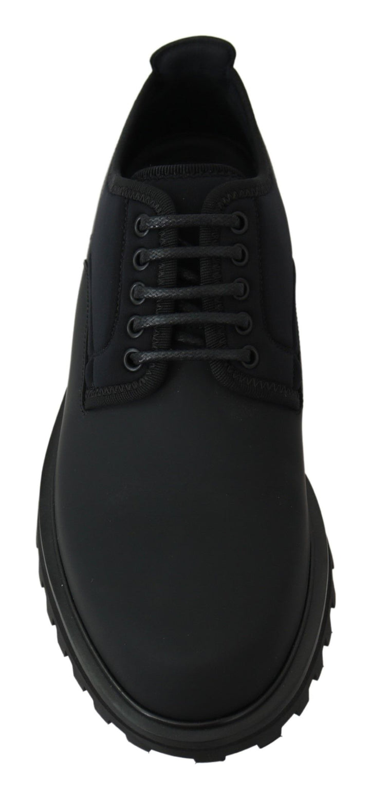 Dolce &amp; Gabbana Sample Sale Dolce &amp; Gabbana Black Rubberized Calfskin Chunky Derby Vulcano Shoes - | Designer outlet