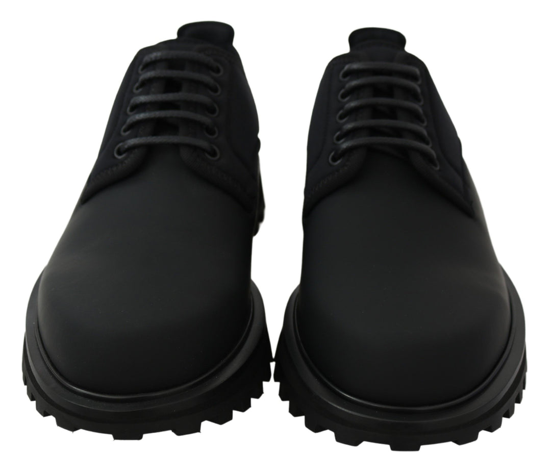 Dolce &amp; Gabbana Sample Sale Dolce &amp; Gabbana Black Rubberized Calfskin Chunky Derby Vulcano Shoes - | Designer outlet