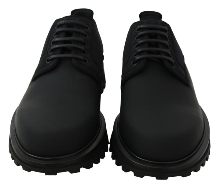 Dolce &amp; Gabbana Sample Sale Dolce &amp; Gabbana Black Rubberized Calfskin Chunky Derby Vulcano Shoes - | Designer outlet
