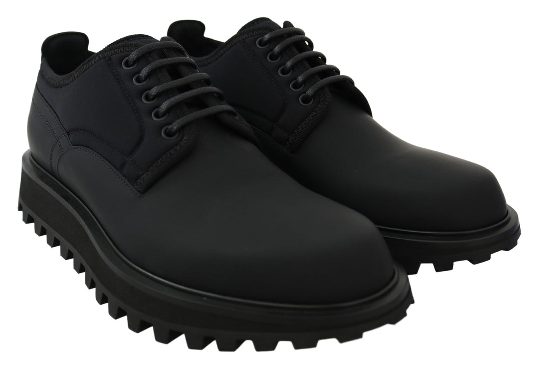 Dolce &amp; Gabbana Sample Sale Dolce &amp; Gabbana Black Rubberized Calfskin Chunky Derby Vulcano Shoes - | Designer outlet
