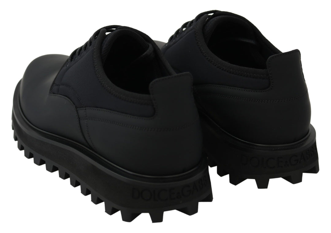 Dolce &amp; Gabbana Sample Sale Dolce &amp; Gabbana Black Rubberized Calfskin Chunky Derby Vulcano Shoes - | Designer outlet