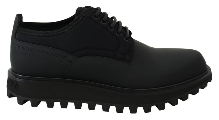 Dolce &amp; Gabbana Sample Sale Dolce &amp; Gabbana Black Rubberized Calfskin Chunky Derby Vulcano Shoes - | Designer outlet