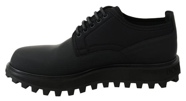 Dolce &amp; Gabbana Sample Sale Dolce &amp; Gabbana Black Rubberized Calfskin Chunky Derby Vulcano Shoes - | Designer outlet