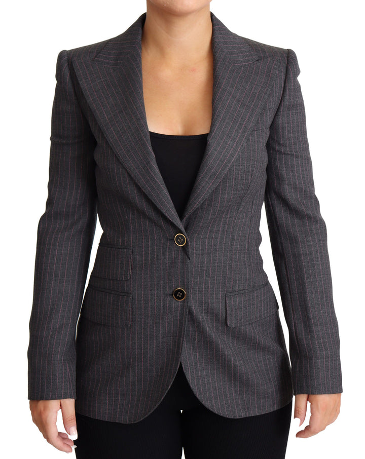 Dolce & Gabbana - Dolce & Gabbana Elegant Gray Stretch Wool Blazer - JKT2807 - 36 - Ask Me Wear