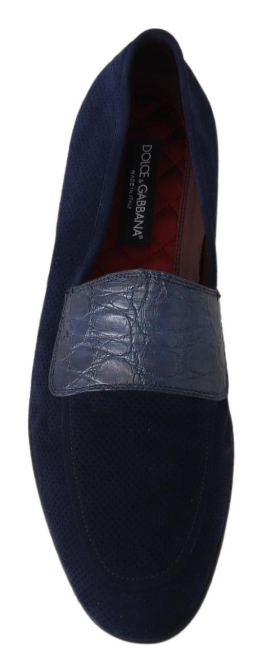 Dolce &amp; Gabbana Sample Sale Dolce &amp; Gabbana Blue Suede Caiman Loafers Slippers Shoes - | Designer outlet