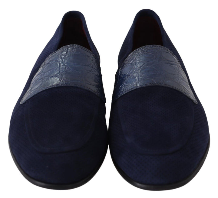Dolce &amp; Gabbana Sample Sale Dolce &amp; Gabbana Blue Suede Caiman Loafers Slippers Shoes - | Designer outlet