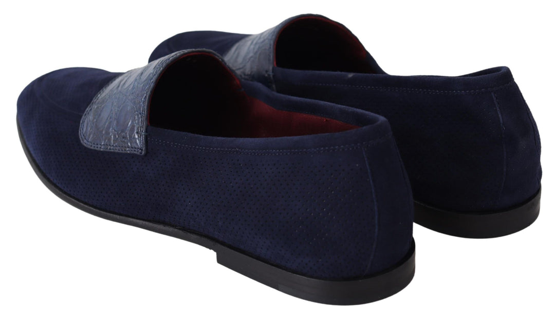 Dolce &amp; Gabbana Sample Sale Dolce &amp; Gabbana Blue Suede Caiman Loafers Slippers Shoes - | Designer outlet