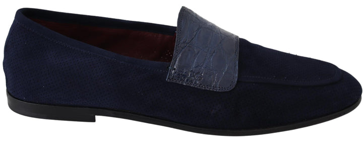 Dolce &amp; Gabbana Sample Sale Dolce &amp; Gabbana Blue Suede Caiman Loafers Slippers Shoes - | Designer outlet