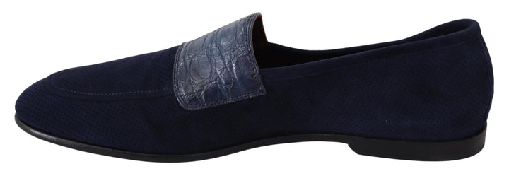 Dolce &amp; Gabbana Sample Sale Dolce &amp; Gabbana Blue Suede Caiman Loafers Slippers Shoes - | Designer outlet