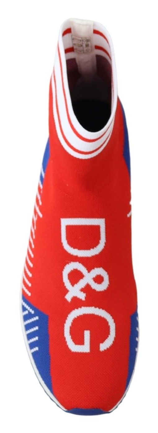 Dolce &amp; Gabbana Sample Sale Dolce &amp; Gabbana Blue Red Sorrento Logo Sneakers Socks Shoes - | Designer outlet