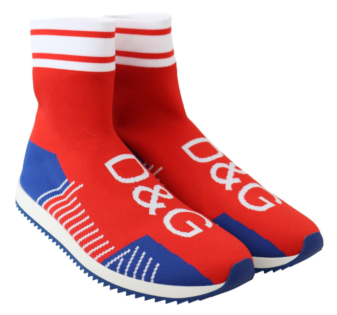 Dolce &amp; Gabbana Sample Sale Dolce &amp; Gabbana Blue Red Sorrento Logo Sneakers Socks Shoes - | Designer outlet