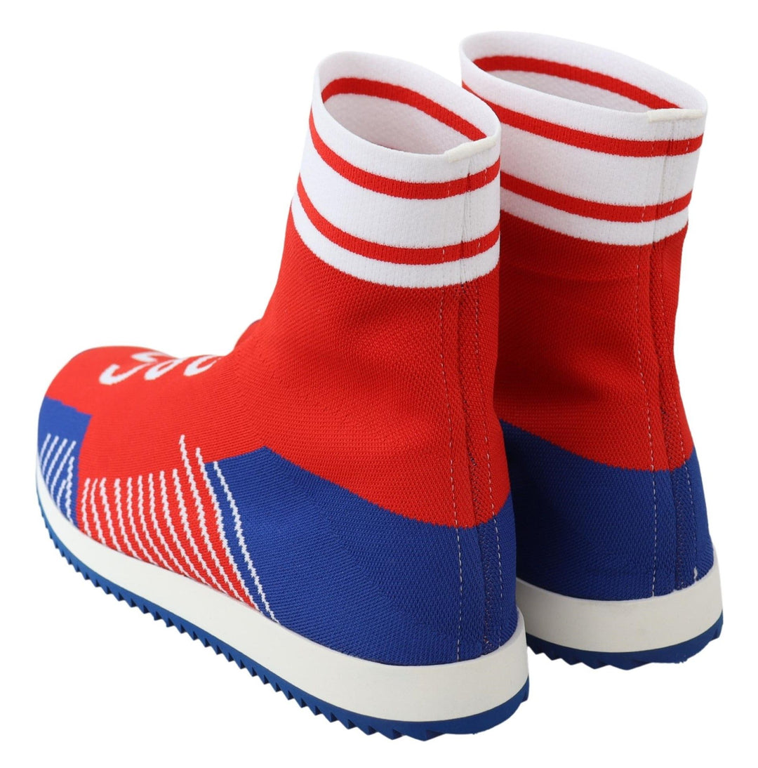 Dolce &amp; Gabbana Sample Sale Dolce &amp; Gabbana Blue Red Sorrento Logo Sneakers Socks Shoes - | Designer outlet