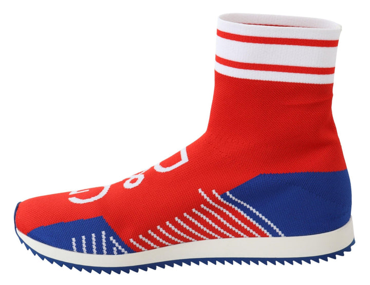 Dolce &amp; Gabbana Sample Sale Dolce &amp; Gabbana Blue Red Sorrento Logo Sneakers Socks Shoes - | Designer outlet