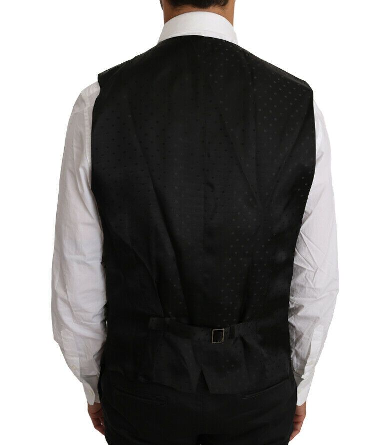 Dolce &amp; Gabbana Black Solid Wool Silk Vest by Dolce &amp; Gabbana outlet now on sale