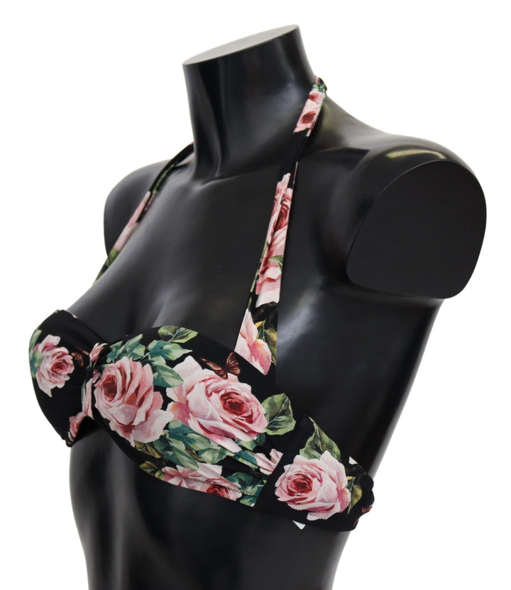 Dolce & Gabbana Elegant Black Floral Bikini Top