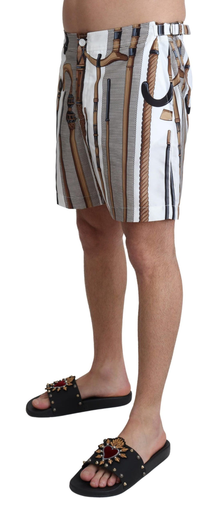 Dolce &amp; Gabbana White Walking Stick Beachwear Shorts Swimshorts by Dolce &amp; Gabbana outlet now on sale