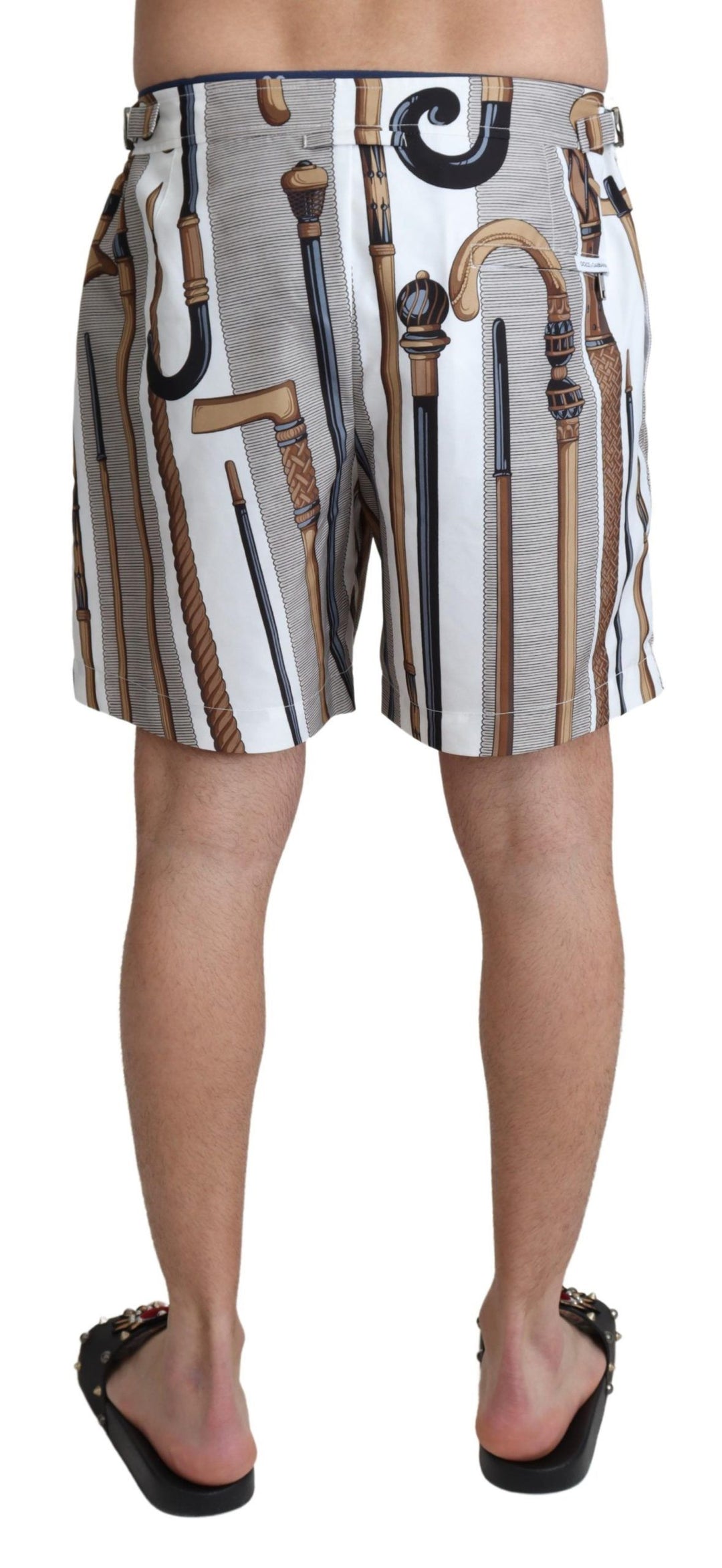 Dolce &amp; Gabbana White Walking Stick Beachwear Shorts Swimshorts by Dolce &amp; Gabbana outlet now on sale
